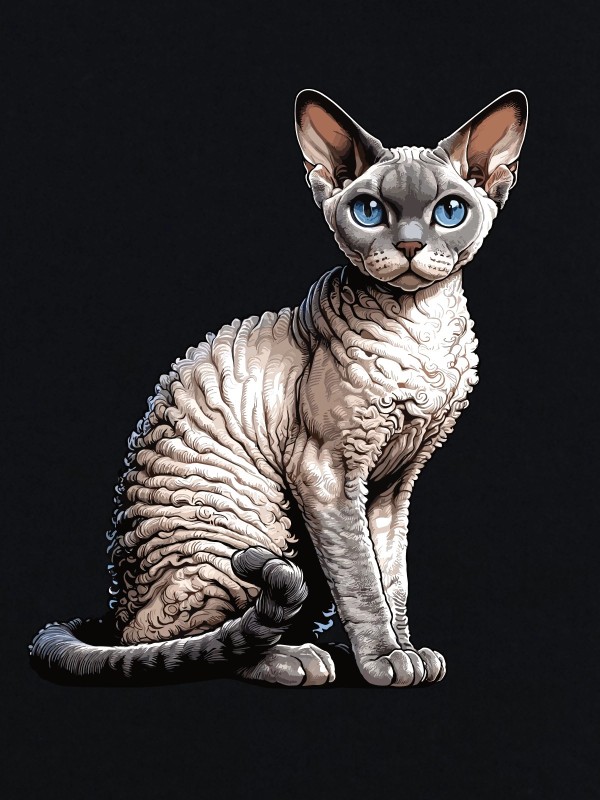 Koszulka unisex z nadrukiem kota rasy Devon Rex