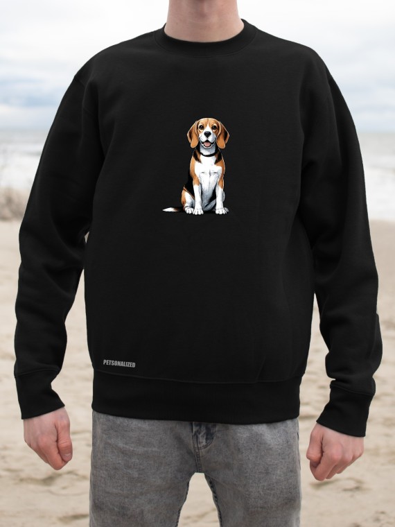 Bluza bez kaptura unisex z nadrukiem psa rasy Beagle