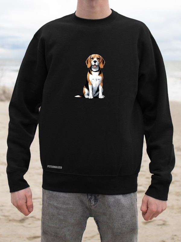 Bluza bez kaptura unisex z nadrukiem psa rasy Beagle