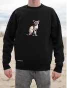 Bluza bez kaptura unisex z nadrukiem kota rasy Devon Rex