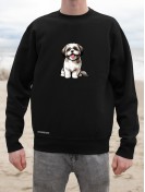 Bluza bez kaptura unisex z nadrukiem psa rasy Shih Tzu