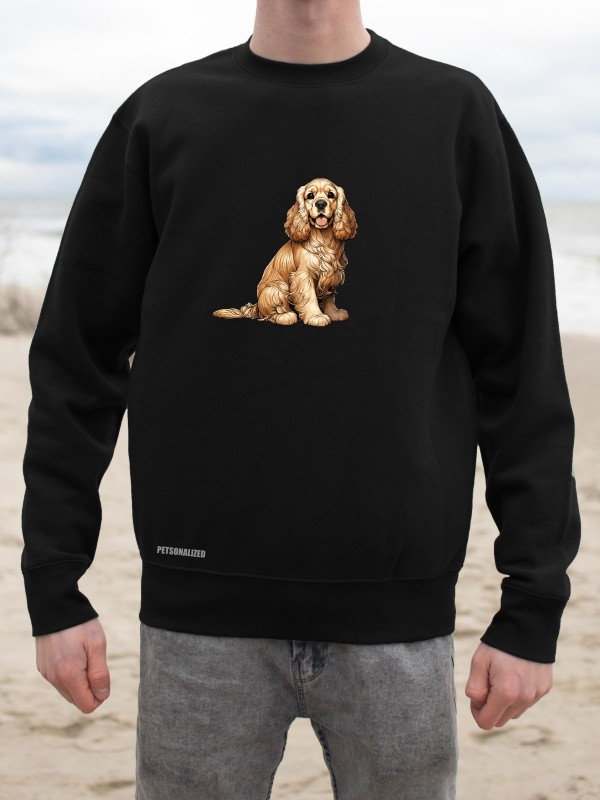 Bluza bez kaptura unisex z nadrukiem psa rasy Cocker Spaniel