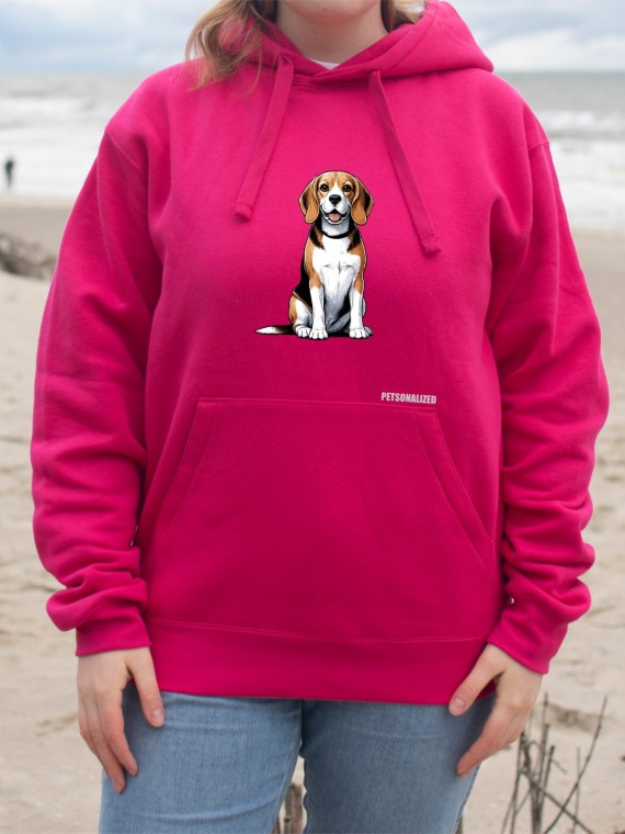 Bluza kangurka unisex z nadrukiem psa rasy Beagle