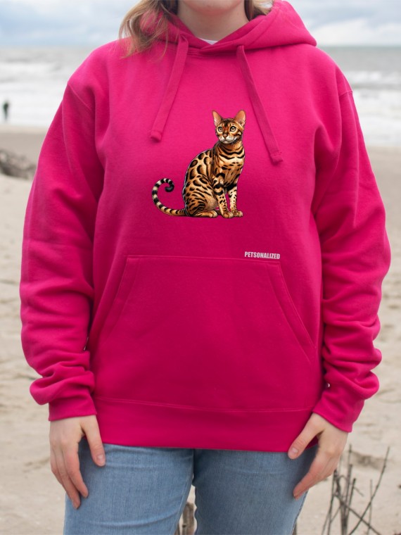 Bluza kangurka unisex z nadrukiem kota Bengalskiego