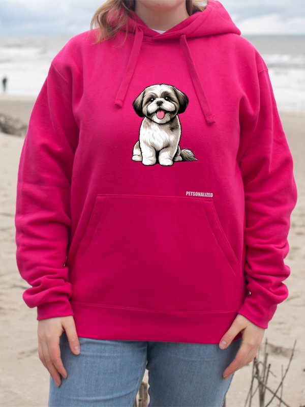 Bluza kangurka unisex z nadrukiem psa rasy Shih Tzu